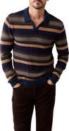 Marine Layer Liam Johnny Collar Long Sleeve Sweater Polo