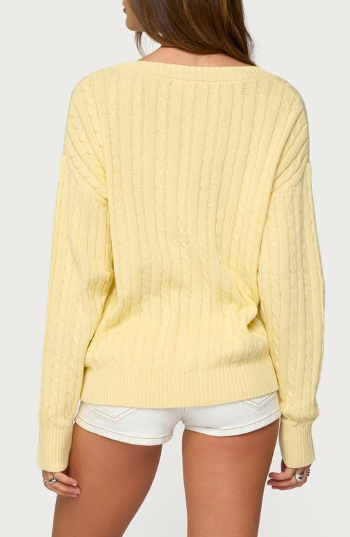 Edikted Francine Oversize Cable Cotton Cardigan In Yellow