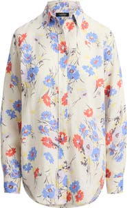 Lauren Ralph Lauren Karrie Tissue Linen Button-Up Shirt