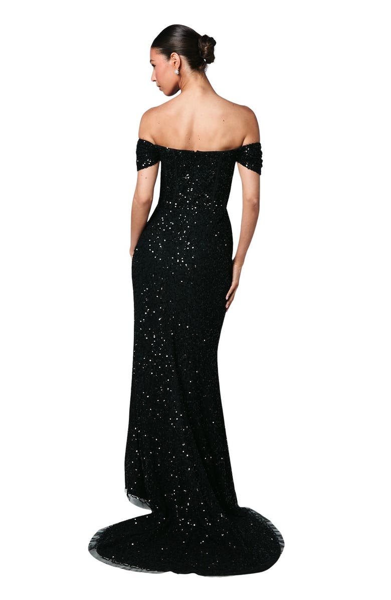 Coast Sequin Bardot Maxi Bridesmaid Dress, Alternate, color, Black