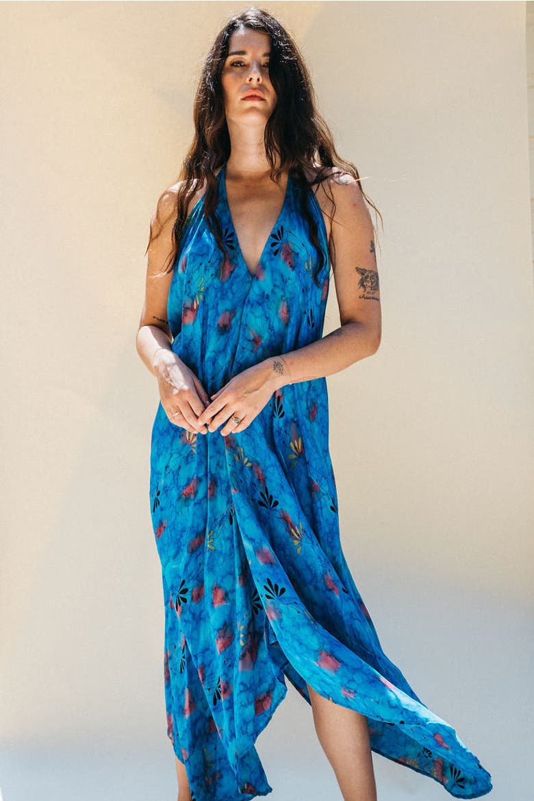 Classic Silk Dress Sage, Alternate, color, Blue