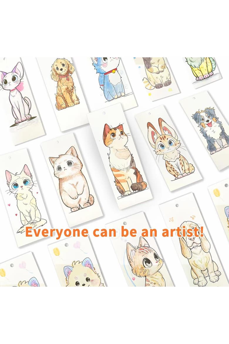 Watercolor Painting Art Kit Meow & Bark Tin Box, Kids 6+, Alternate, color, Multicolored