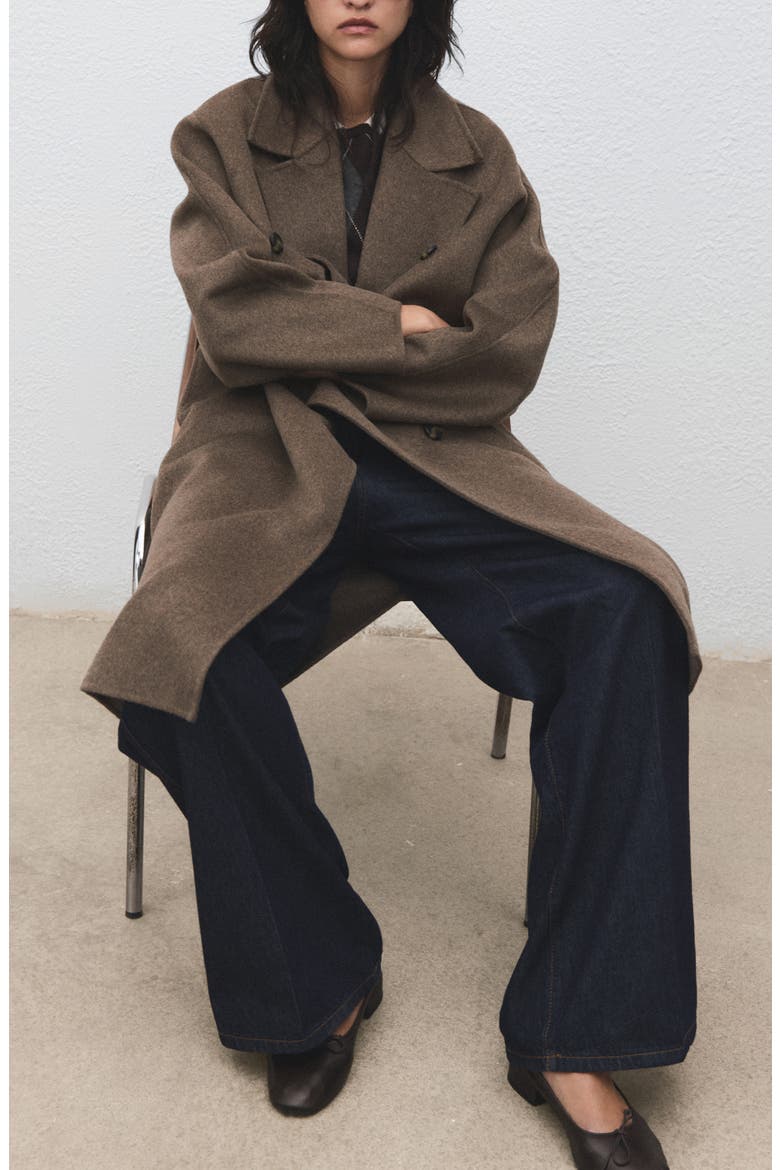 Picarol Double Breasted Wool Blend Coat, Alternate, color, MEDIUM BROWN