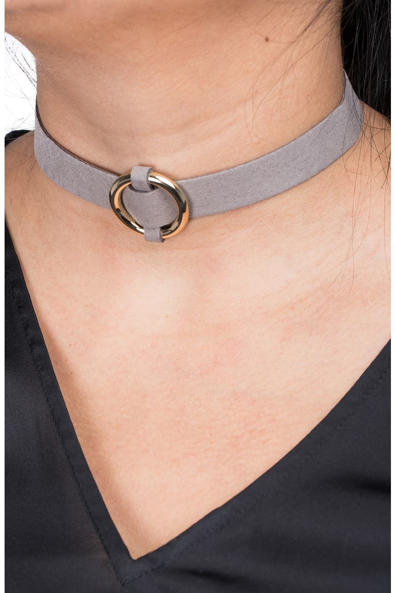 O-Ring Choker Necklace, Alternate, color, GREY