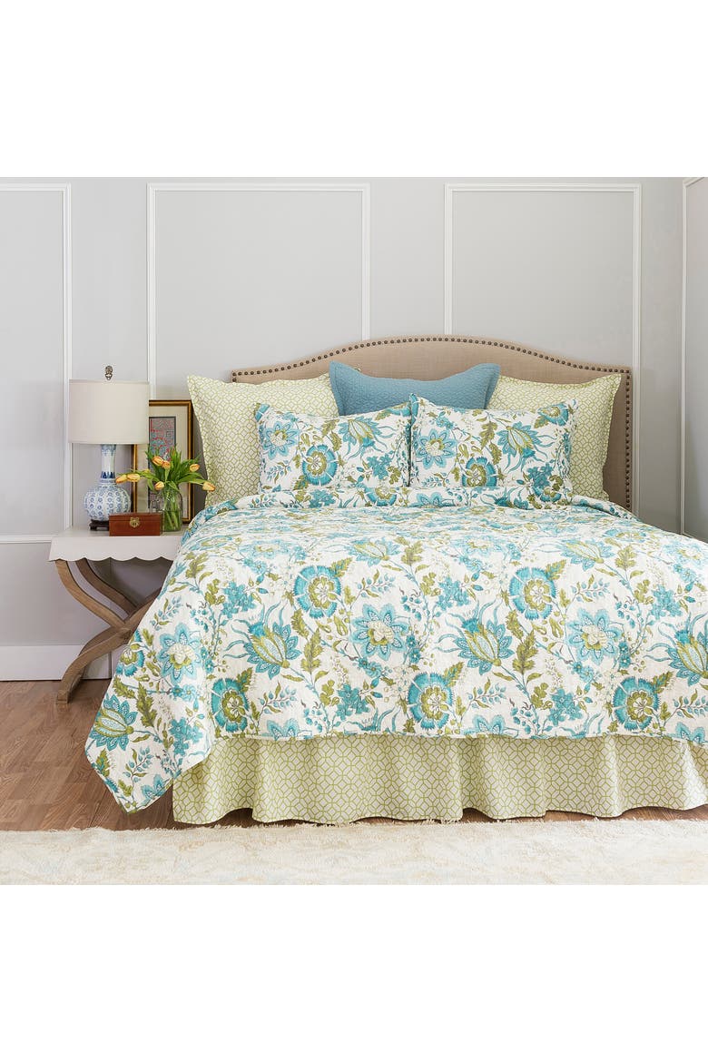 Adrienne Meadow Cotton Euro Sham - Machine Washable, Alternate, color, Green