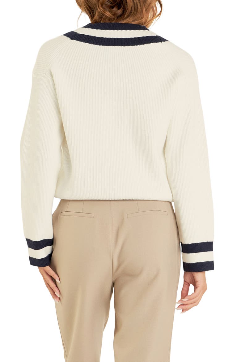 Stripe Relaxed Fit Sweater, Alternate, color, WHITE/ NAVY