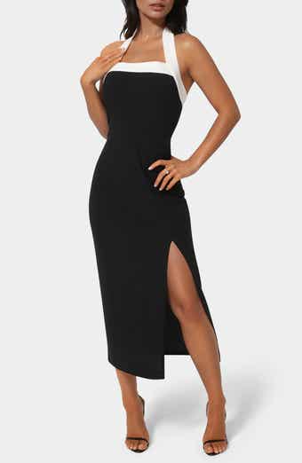 bebe Colorblock Halter Neck Midi Dress