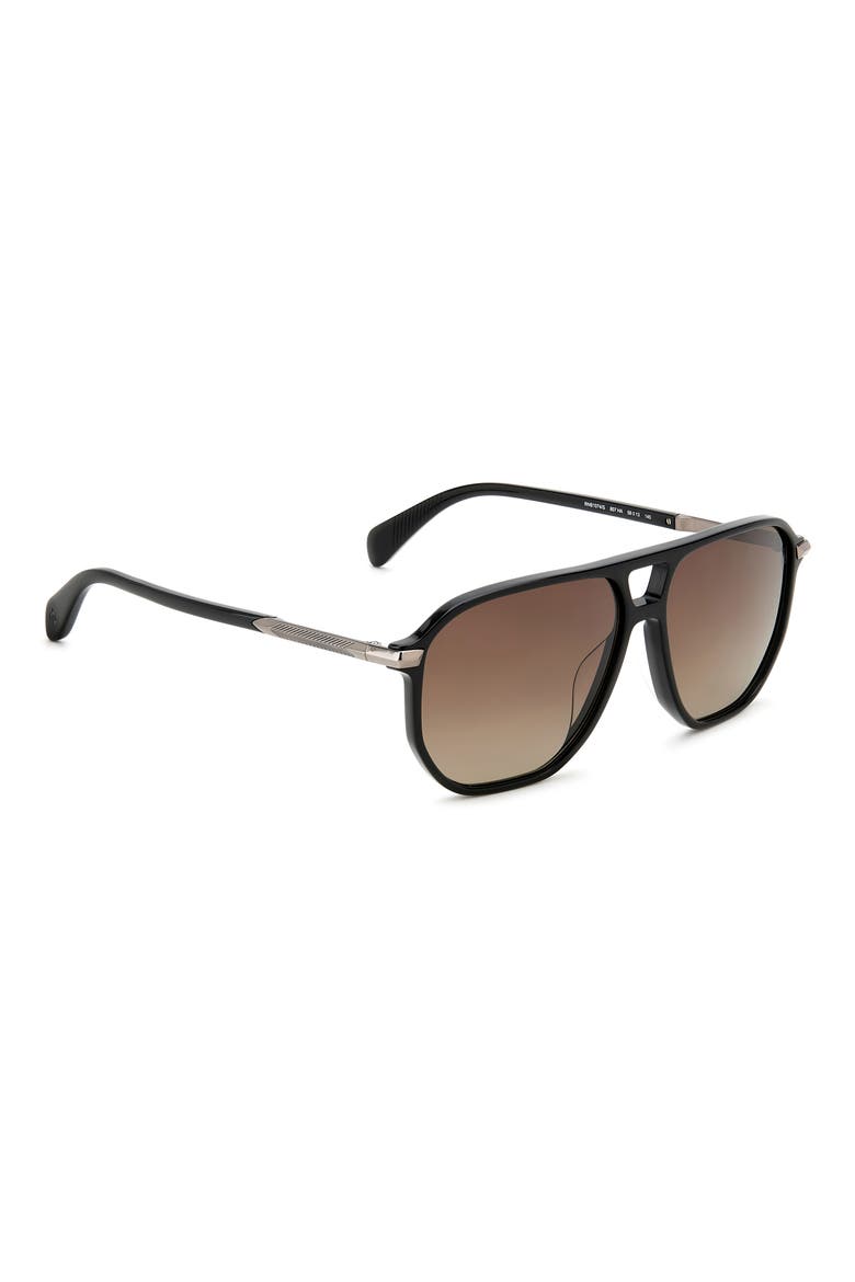 58mm Rectangular Sunglasses, Alternate, color, BLACK/ BROWN GRADIENT