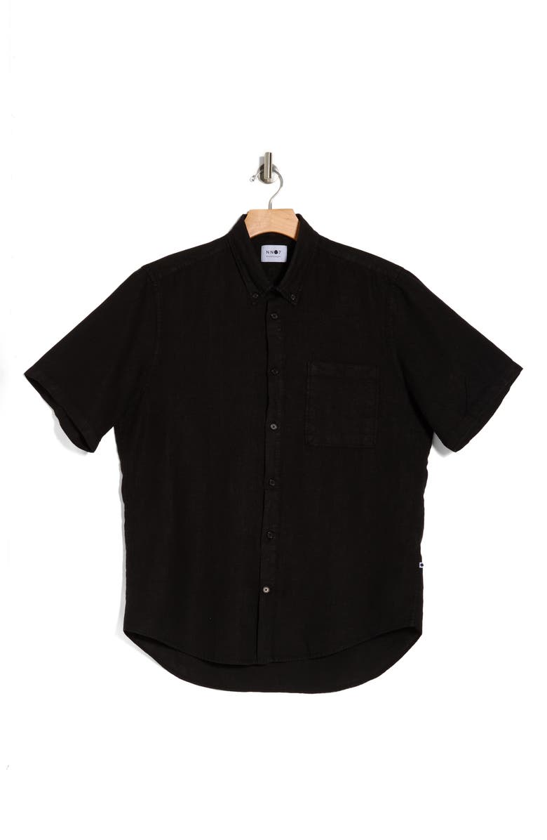 NN07 Arne Short Sleeve Button-Up Linen Shirt, Main, color,