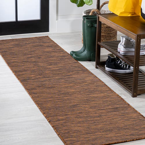 Shop Jonathan Y Ethan Modern Flatweave Solid Indoor/outdoor Area Rug In Brown