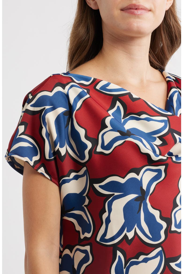 Cowl Neck Floral Top, Alternate, color, RUST MULTI