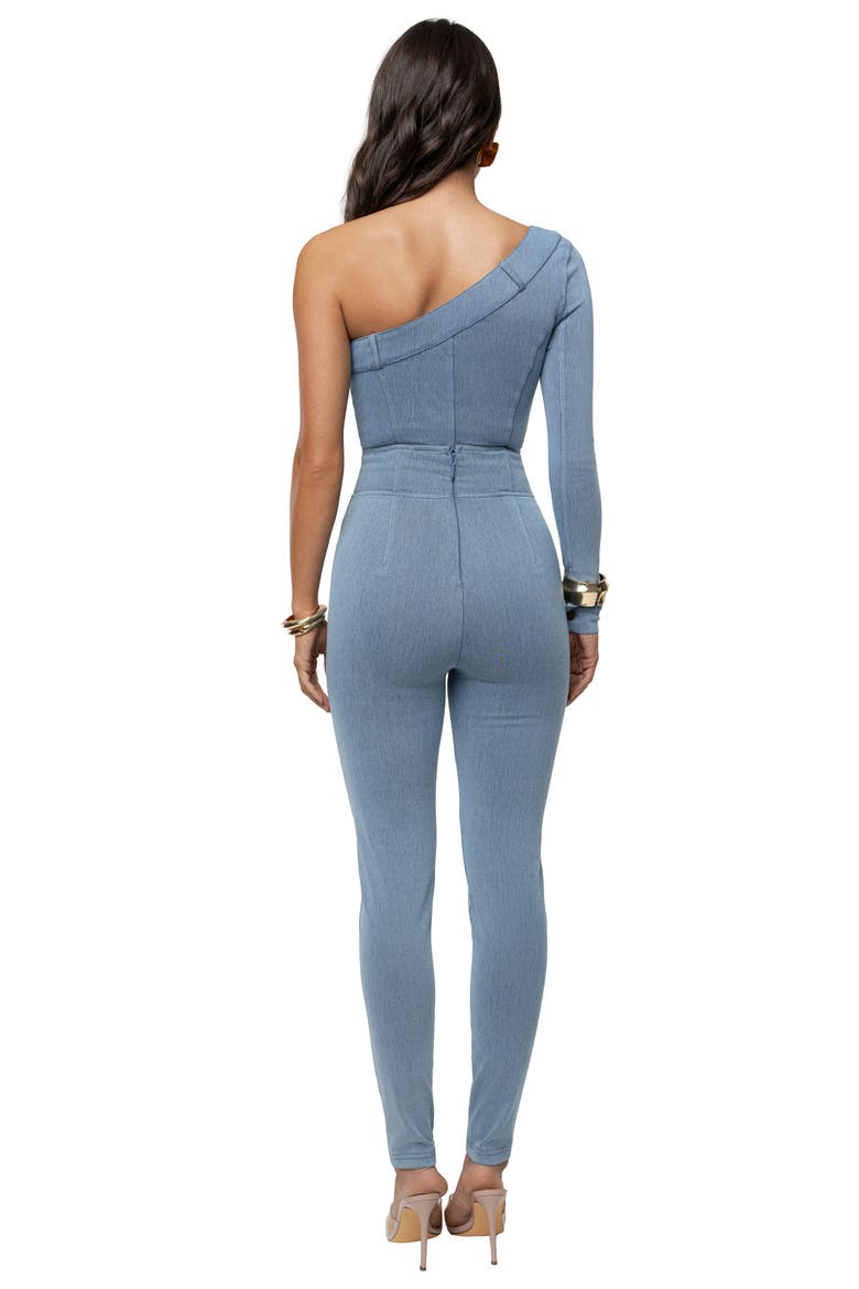 Button Me Up One-Shoulder Bodysuit, Alternate, color, DENIM