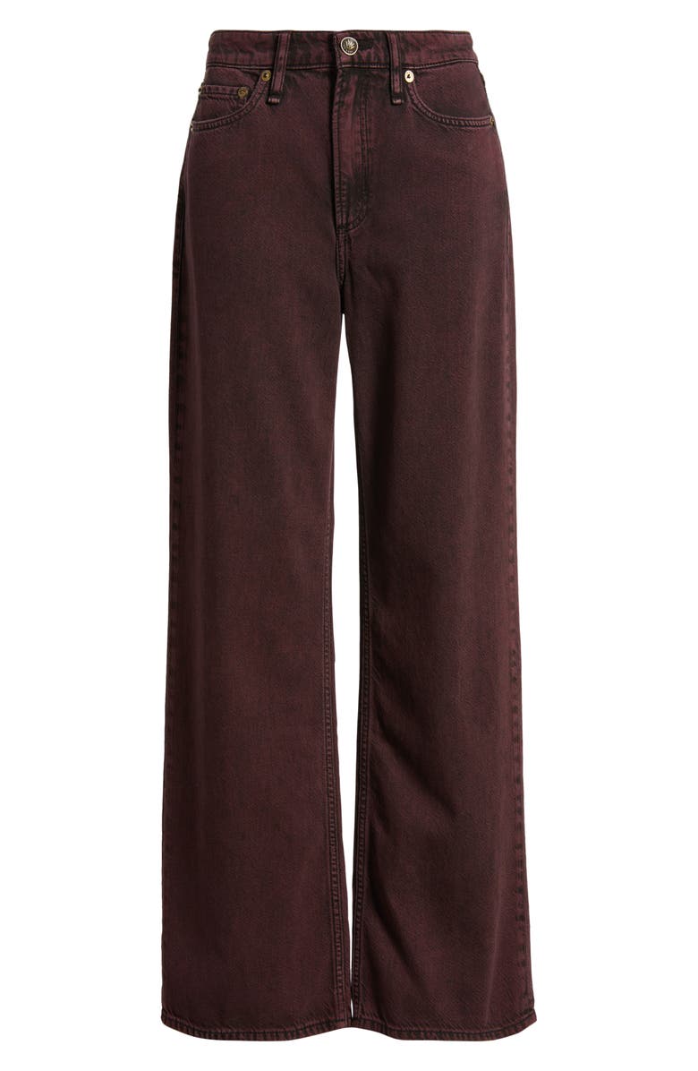rag & bone Featherweight Logan Mid Rise Wide Leg Jeans, Alternate, color, Brown/ Plum