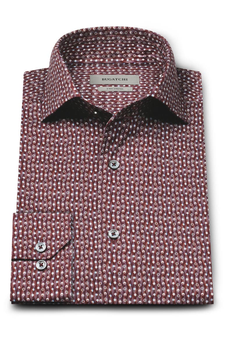 Devon OoohCotton® Geo Print Button-Up Shirt, Alternate, color, BURGUNDY
