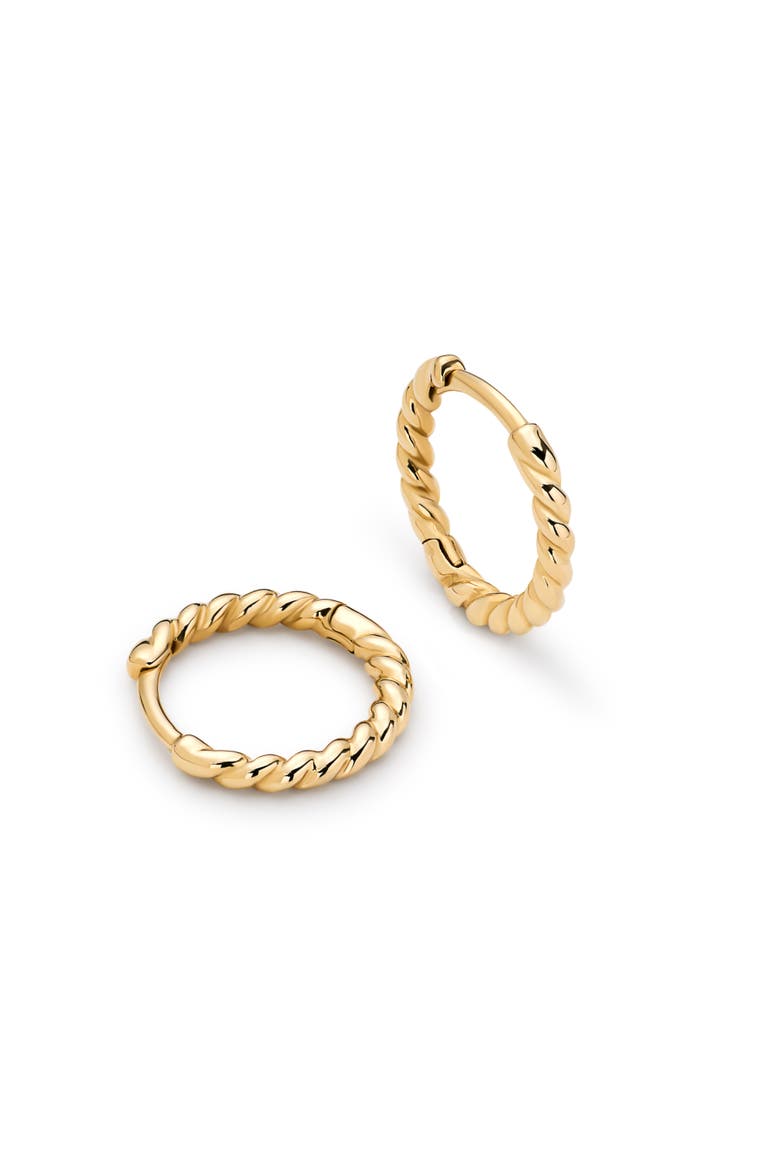Solid Yellow Gold - Gold Slim Twist Hoops, Main, color, Gold