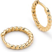 Ana Luisa Solid Yellow Gold - Gold Slim Twist Hoops