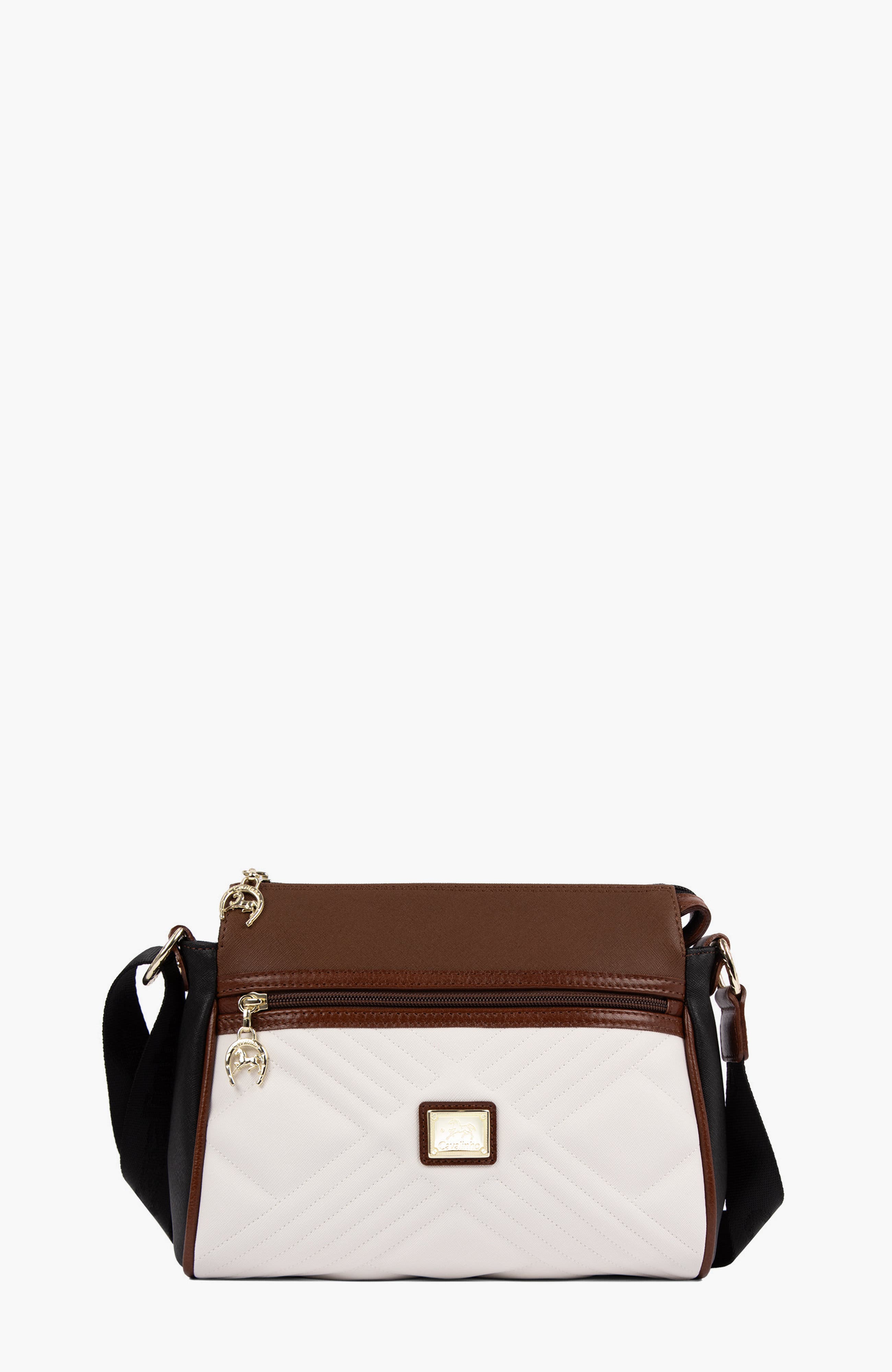 Poesie 373 Crossbody Bag, Main, color, Black / Camel Brown / White