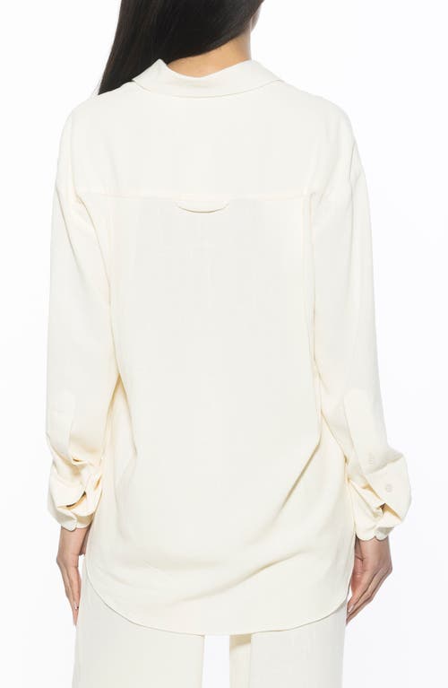 Alexia Admor Amber Oversize Long Sleeve Linen Button-up Shirt In Ivory