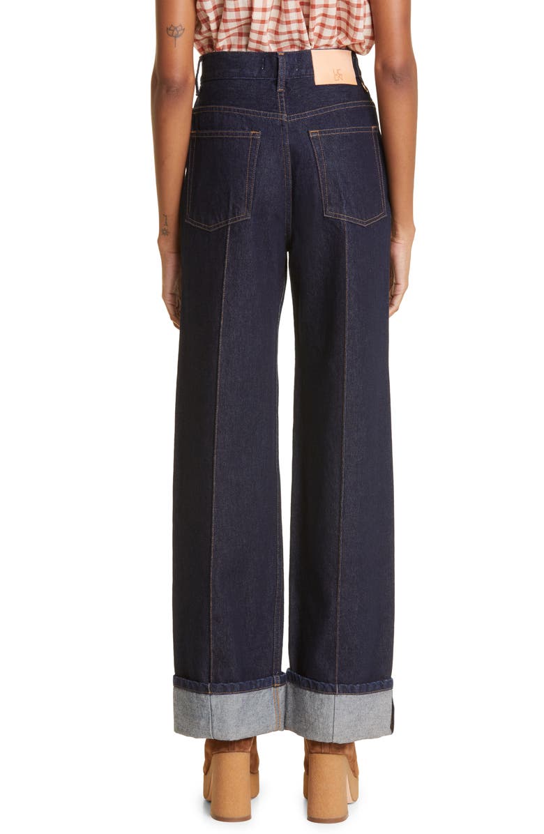 Ulla Johnson The Genevieve Topstitch Nonstretch Jeans, Alternate, color, Tigris Rigid Wash