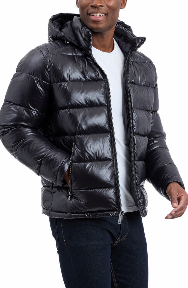 Michael Kors Balloch Water Resistant Hooded Puffer Jacket, Alternate, color, Black