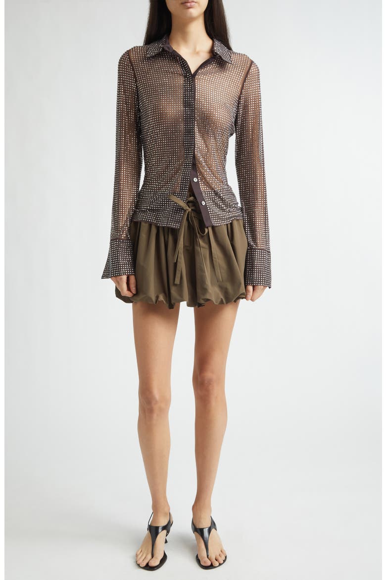 Fold-Up Ruched Bubble Miniskirt, Alternate, color, TEAK