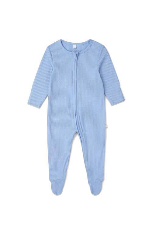 Mori Ribbed Two Way Zip-up Sleepsuit In Blue