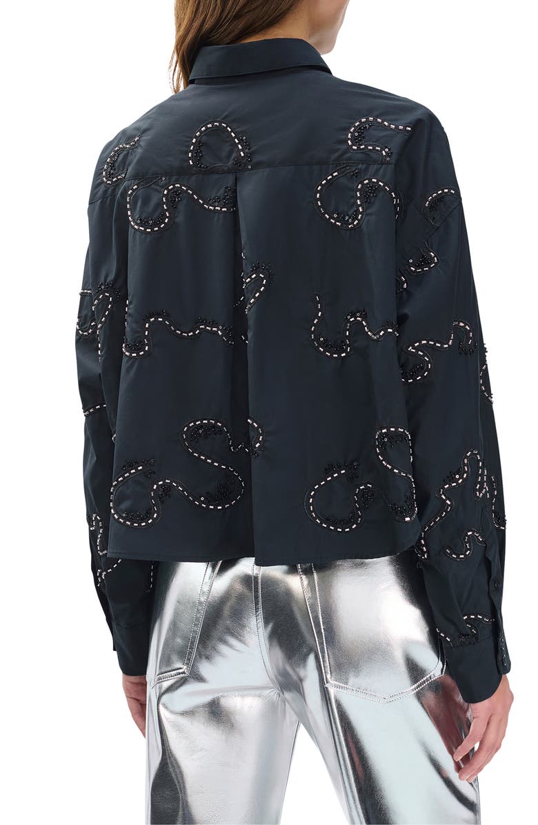 rag & bone Beatrice Beaded Embroidered Button-Up Shirt, Alternate, color, Black Embroidered