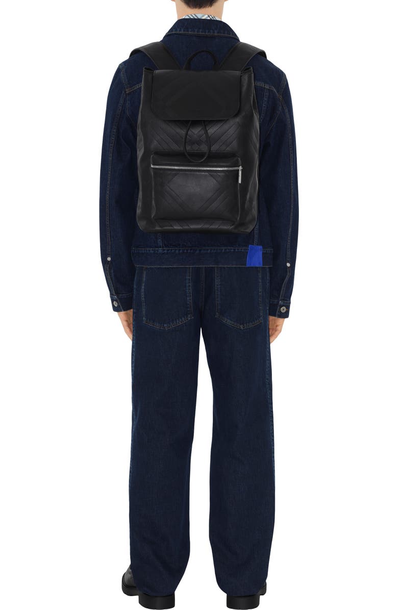 Burberry Embossed Check Backpack, Alternate, color, Black