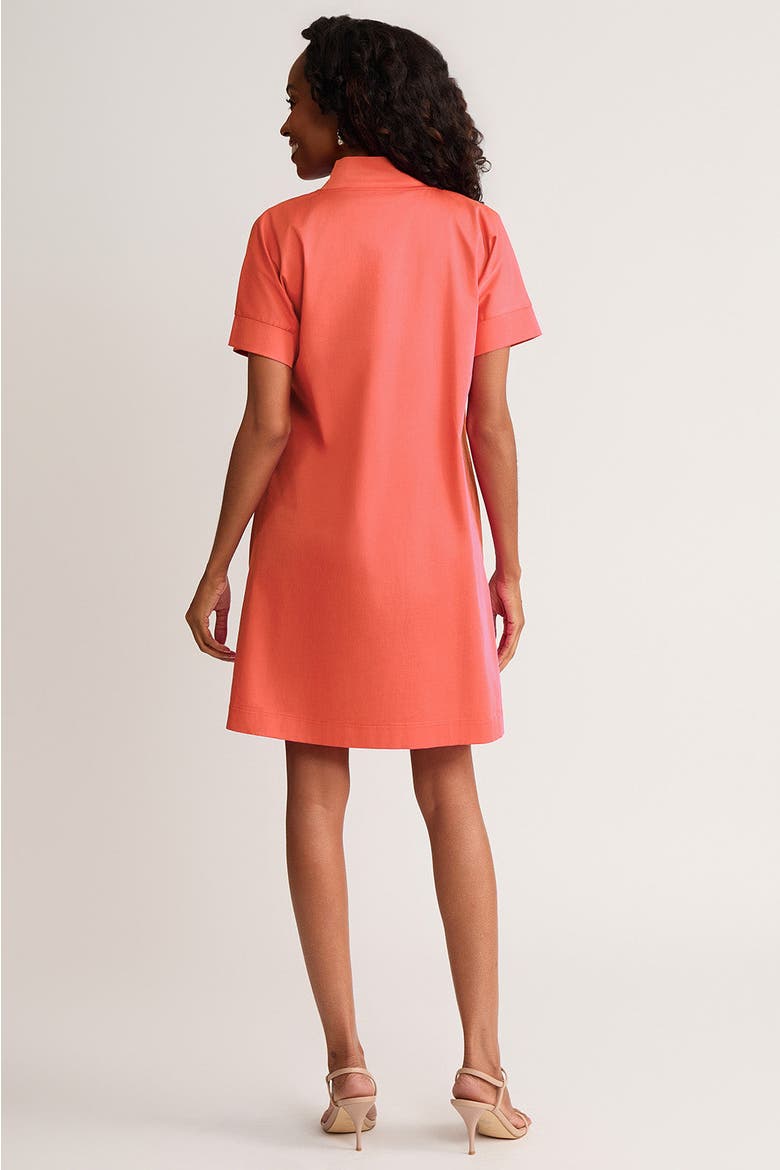Relaxed A-Line Floral Printed Stretch Cotton Dress, Alternate, color, Sunkist Coral/White