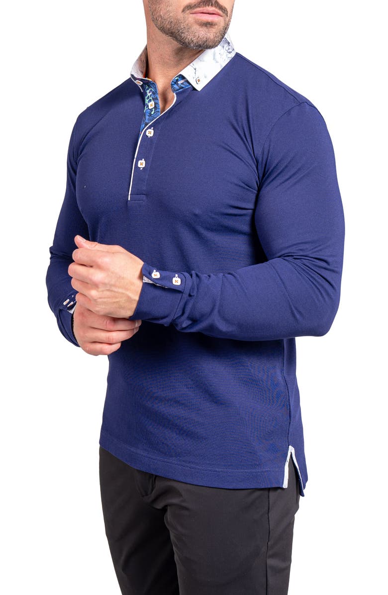 Maceoo Newton Ascension0008 Blue Long Sleeve Button-Down Polo, Alternate, color, Blue