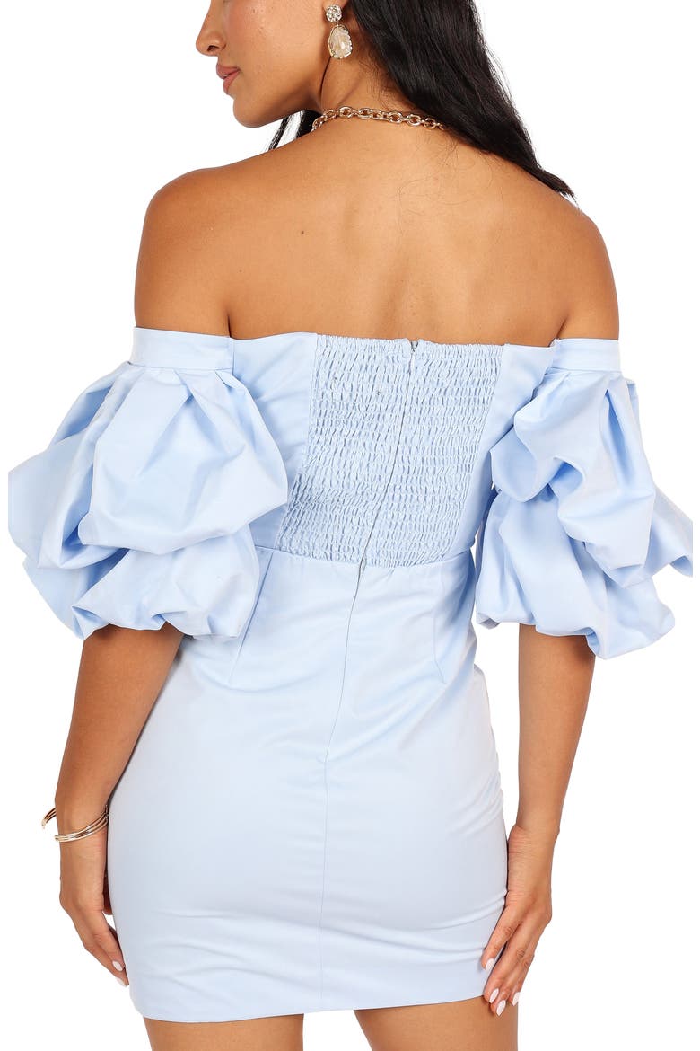 Fern Off the Shoulder Puff Sleeve Minidress, Alternate, color, ICY BLUE