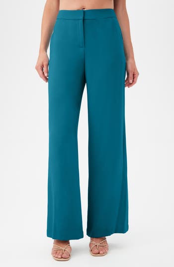 Trina Turk Westport Velvet Wide Leg Pant In Blue