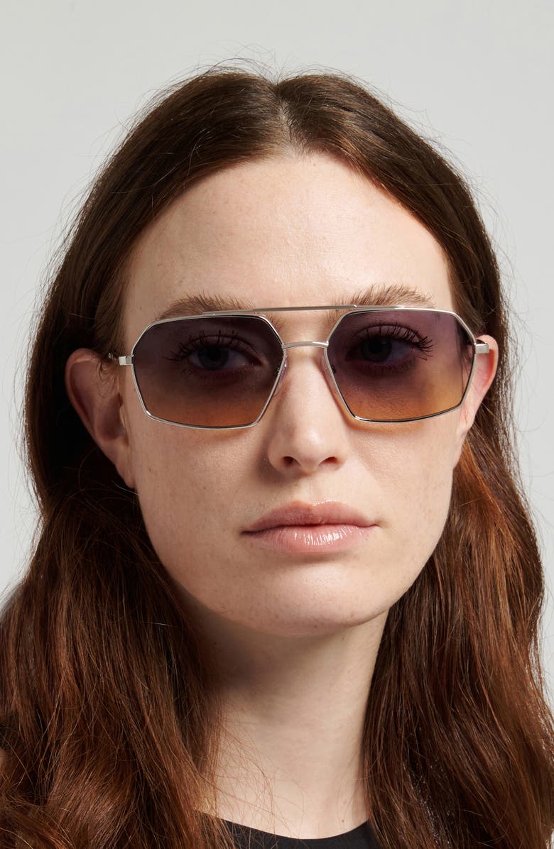 Moschino 60mm Square Sunglasses, Alternate, color, Palladium/ Blue Beige