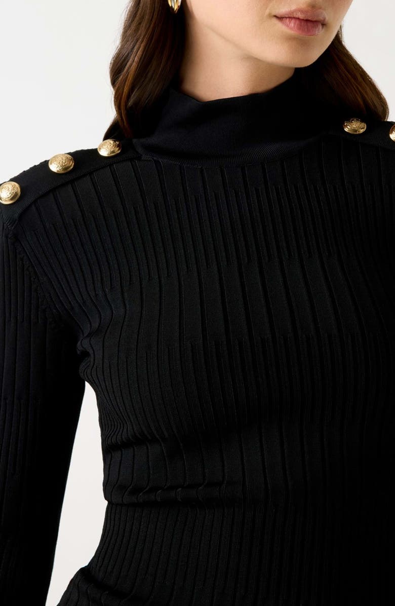 Marciano Janet Long Sleeve Rib Sweater Dress, Alternate, color, Jblack-Black