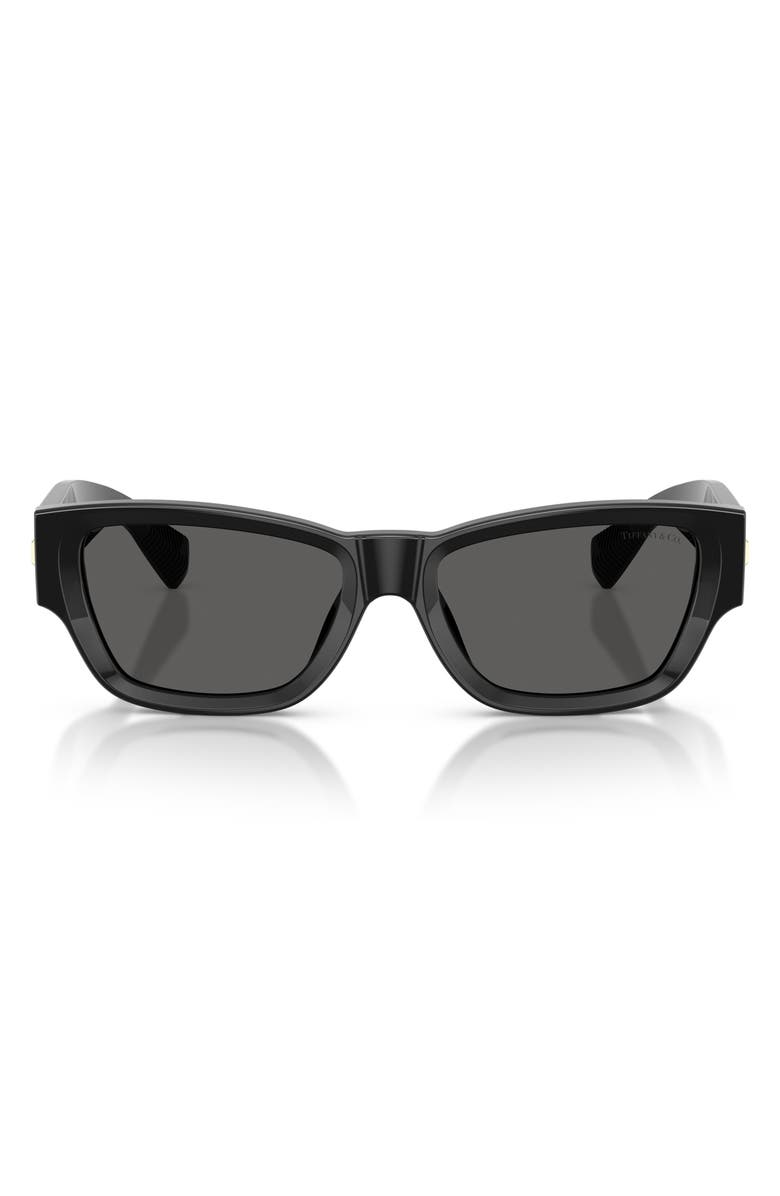 Tiffany & Co. 54mm Rectangular Sunglasses, Main, color, Black / Dark Grey