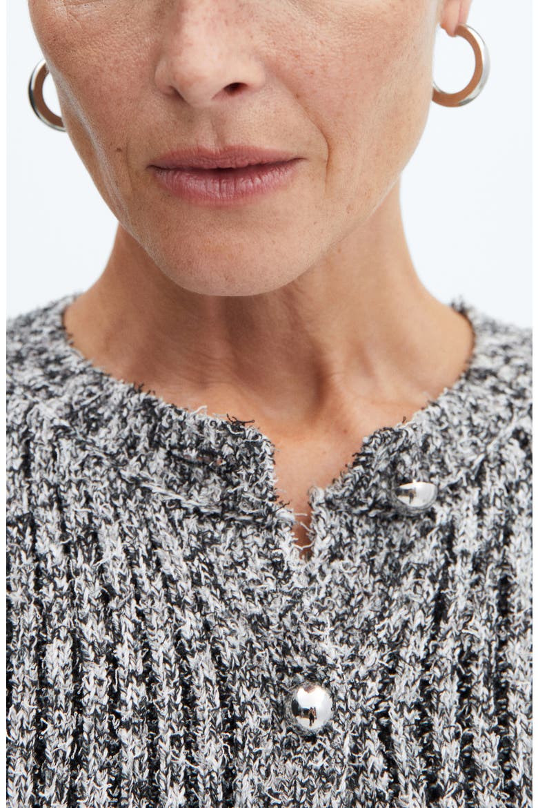 Textured Rib Cardigan, Alternate, color, BLACK/WHITE