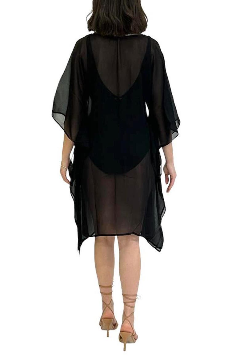 Sequin Embellished Slit Poncho, Alternate, color, BLACK