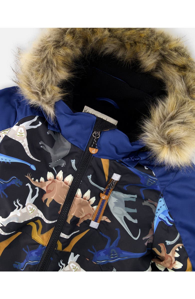 Deux par Deux One-Piece Play Snowsuit Dinosaur, Alternate, color, Black