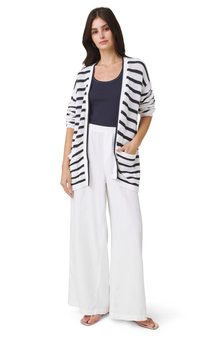 Splendid Beckham Stripe Open Cardigan, Alternate, color, White/ Navy