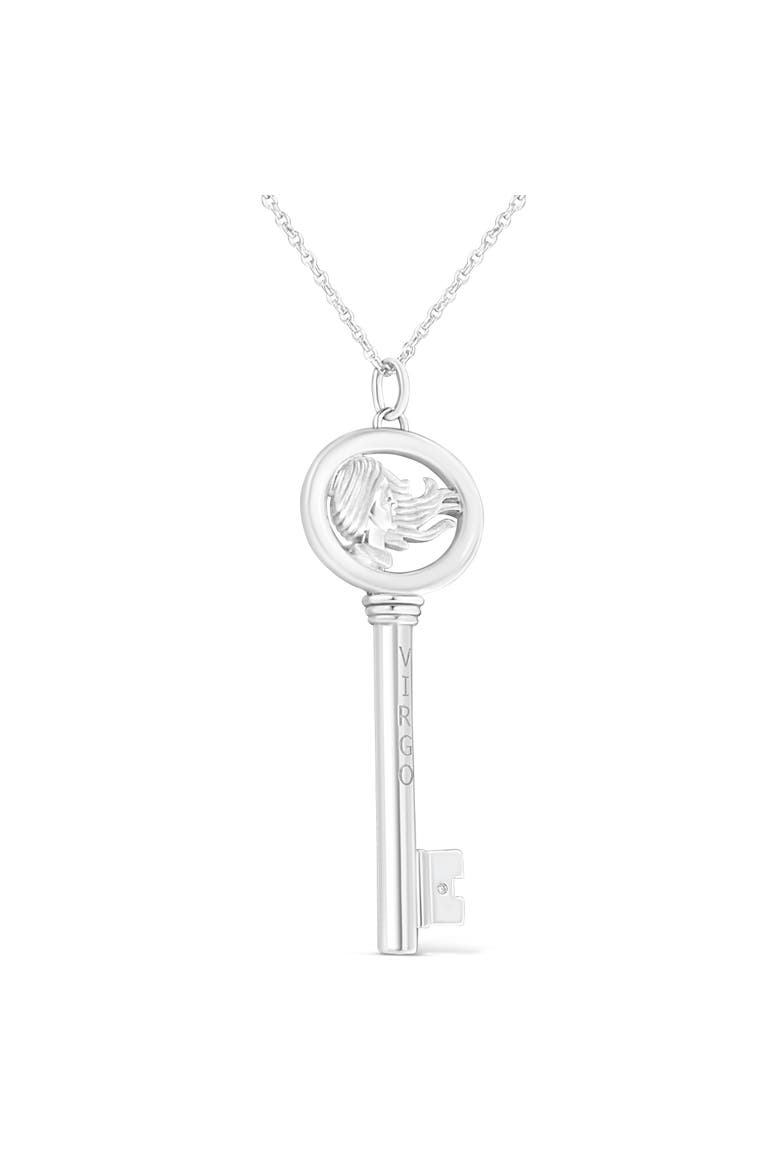 .925 Sterling Silver Diamond Accent Zodiac Key 18" Pendant Necklace, Alternate, color, Virgo