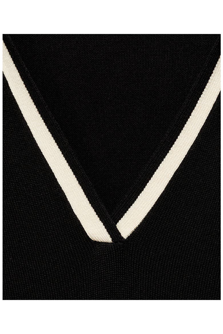 Contrast Collar Long Sleeve Knit Dress, Alternate, color, BLACK