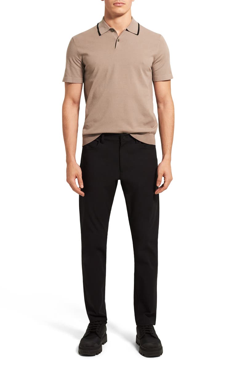 Theory Goris Tipped Solid Polo, Alternate, color, Tapir/ Black
