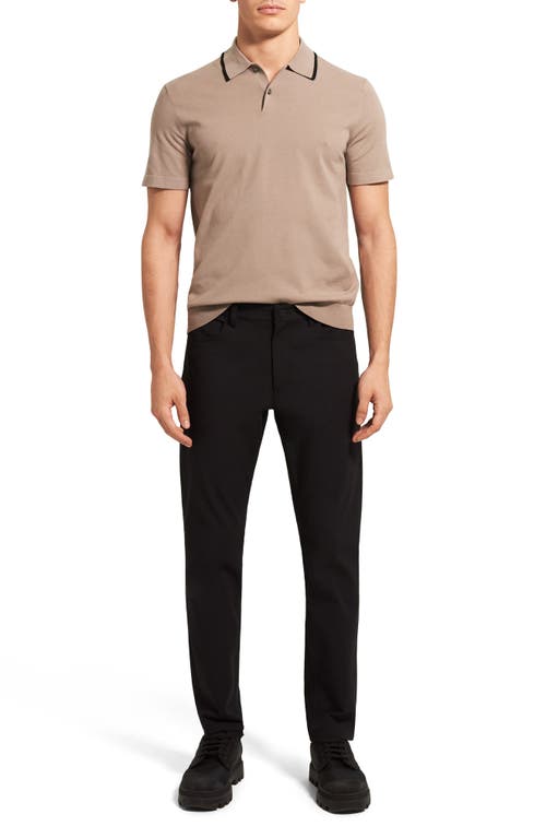 Theory Goris Tipped Solid Polo In Brown