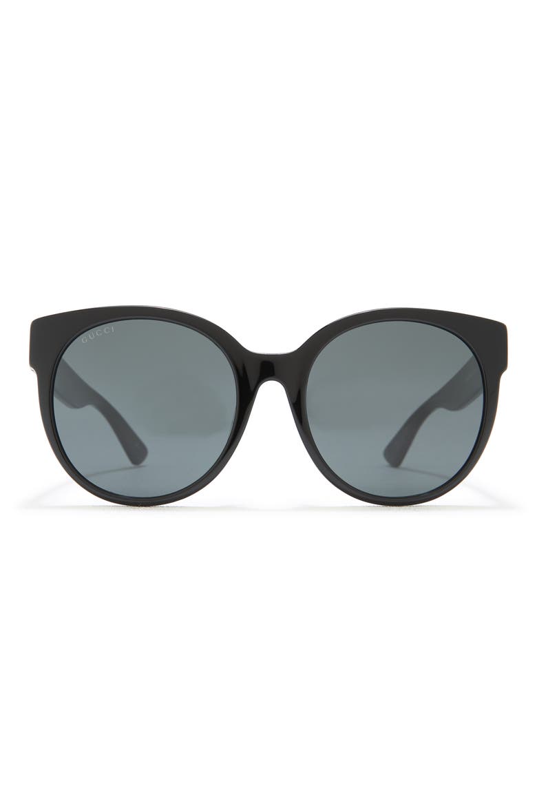 56mm Round Sunglasses, Main, color, BLACK BLACK GREY
