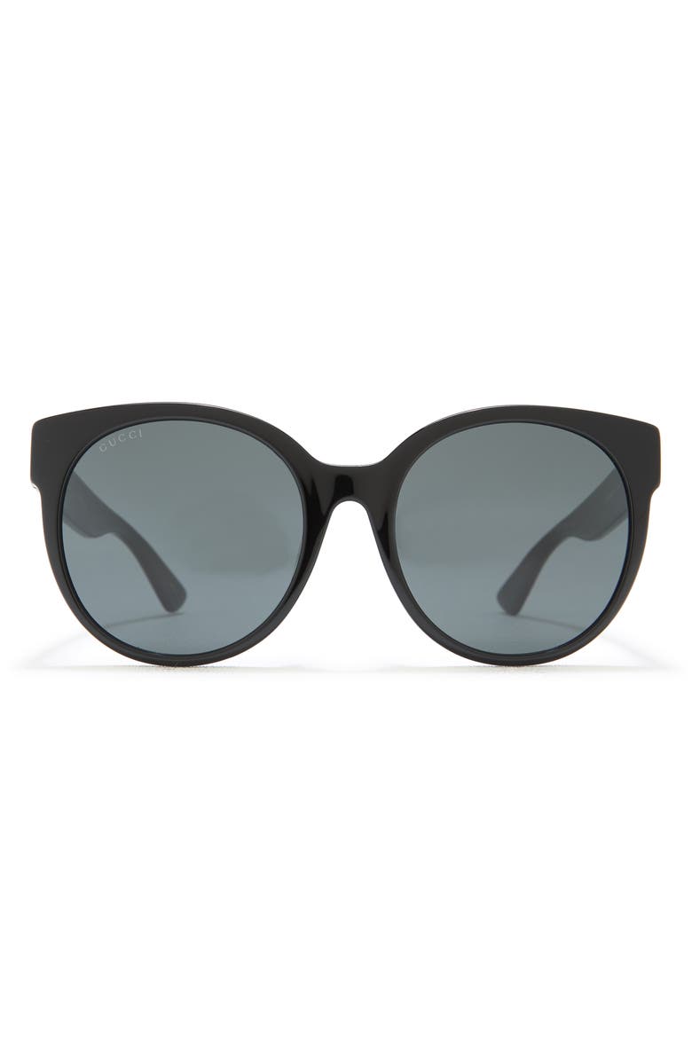 Gucci 56mm Round Sunglasses, Main, color, Black Black Grey