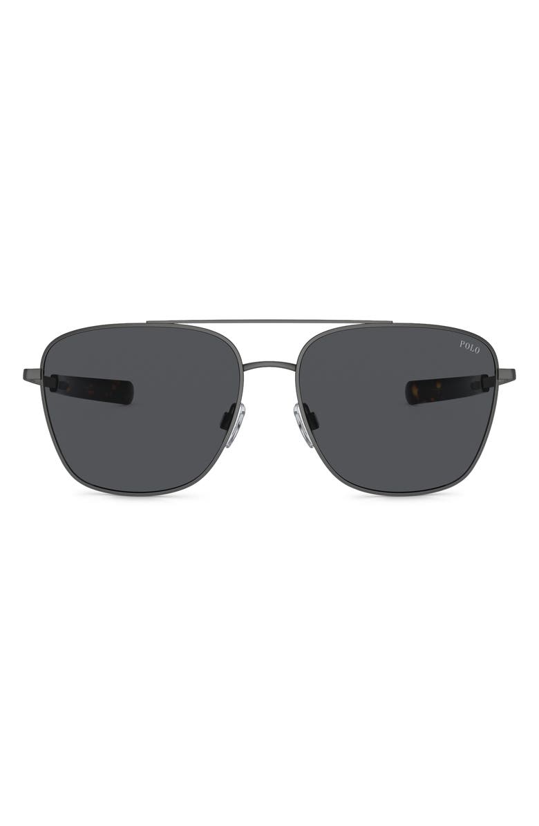 POLO 59mm Pilot Sunglasses, Main, color, Grey