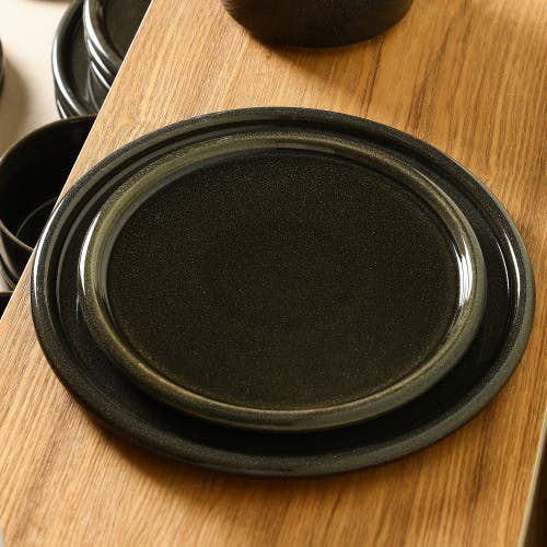 Stone Lain Eden Stoneware 4-piece Dinner Plate Set In Black