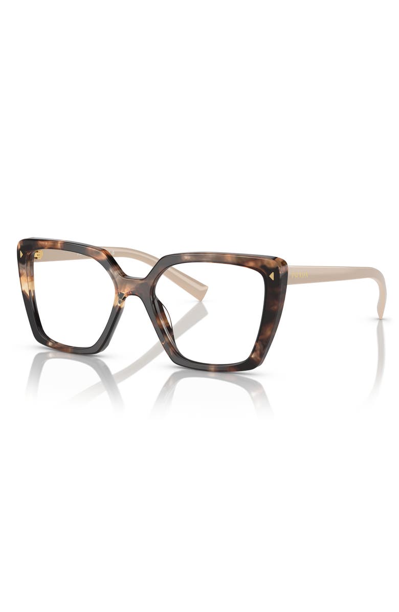 Prada 51mm Square Optical Glasses, Alternate, color, Brown Tort