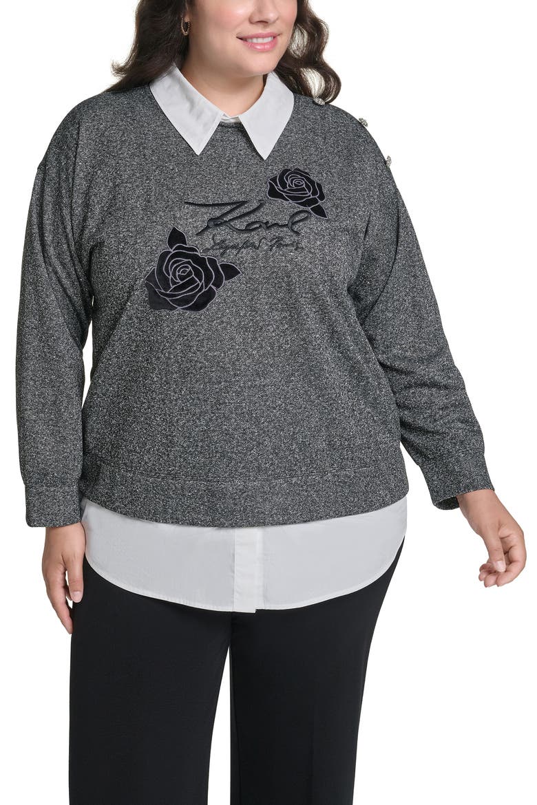 Rose Two-Fer Sweatshirt, Alternate, color, DARK HEATHER GREY