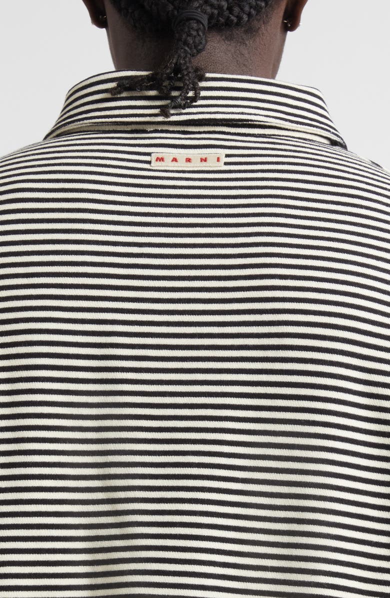 Marni Boxy Fit Stripe Cotton Polo Sweatshirt, Alternate, color, 